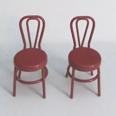 Fairy Garden Miniature Red Metal Bistro Chairs Set Of 2 Dollhouse Furniture 1:24 • $9.99