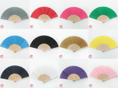 £5.99 • Buy Wooden Hand Fan With Fabric 12 Colours Available