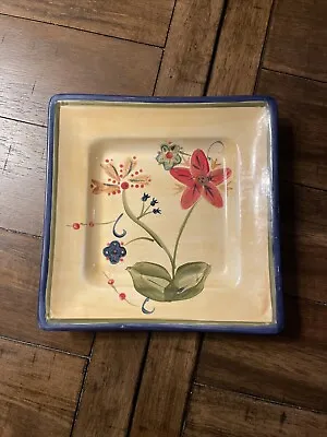 HD Designs Salad Plates-Yellow&Gold With Flowers Set Of 4- 9ins Sq. • $20