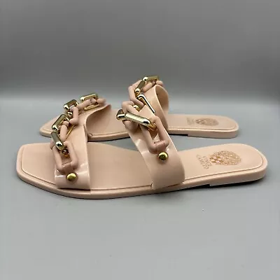 Vince Camuto Felicya Sandals Women’s Size 9 M Pink Gold Chain Link Slip On • $15