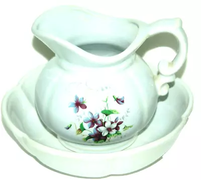 McCoy Pitcher & Bowl Purple Blue Violets #7528  • $14.39