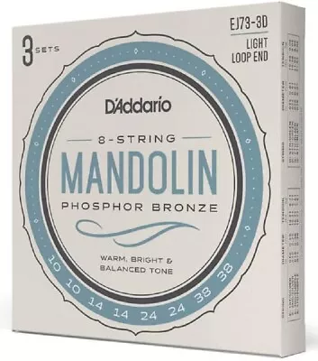 3 Sets D'Addario EJ73 Mandolin Strings Phosphor Bronze Light 10-38 EJ73-3D • $22.99