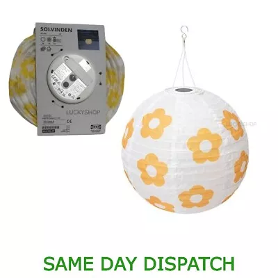 Ikea Solar-powered Pendant Lamp Outdoor Globe Yellow Flower 22cm Solvinden Light • £12.99