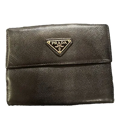 Vintage Prada Bi-Fold Saffiano Women’s Black Leather/Nylon Wallet (Model M172) • $95