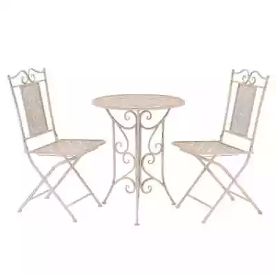 3 Pcs Bistro Set White Vintage Garden Metal Table And Chairs Outdoor Furniture • $343.95