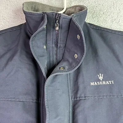 Maserati Mens Coat Jacket Quilted  Size XL Made In Italy Blue Cotton Blend • $185