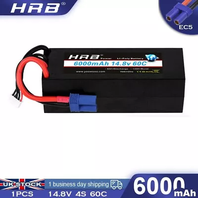 HRB 4S 14.8V 6000mAh LiPo Battery Hard Case 60C EC5 For RC Arrma Kraton Outcast • £59.69