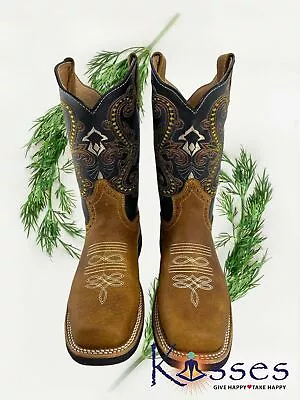 TJAYZ NEW Mens Rodeo Cowboy Boots Genuine Leather Square Toe BOTAS Western Work  • $62.99