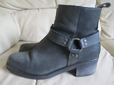 £25 • Buy RUSSELL & BROMLEY Grey Leather Zip Up Ankle Biker Boots - EU 40 - UK 6.5 / 7