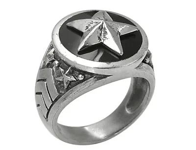 Mens Military Ring With Black Enamel In Stainless Steel • $23.95