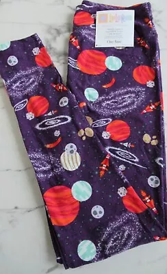 NEW LuLaRoe OS Leggings Planets Space Galaxy Rockets Purple HTF *UNICORN * RARE • $27