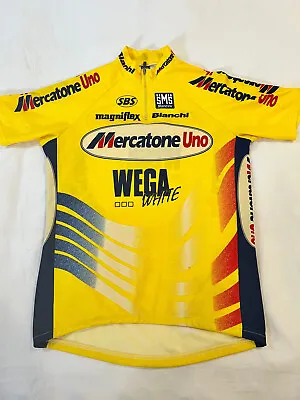 Vintage SMS Santini Bianchi Mercatone Uno Wega White Cycling Jersey Size L • $80