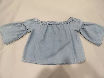 Madewell Shirt Small Off The Shoulder Azalea Chambray Denim Light Wash Hippie • $10.98