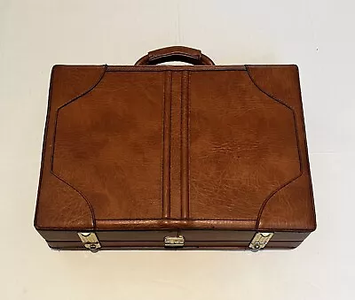 Vintage Brown Leather Hard Briefcase Clean Interior • $59.97