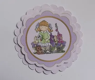 Pk 2 Floral Girls Circle Embellishment Toppers For Cards • £1.25