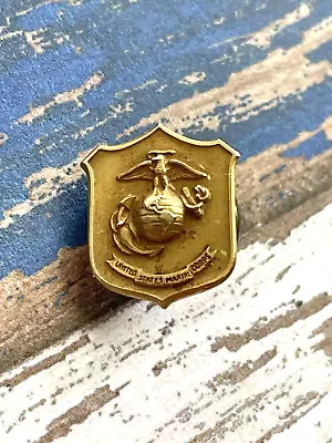 Vintage 10k Solid Gold U.S. Marine Corps Service Lapel Or Tie Pin Sweetheart EGA • $114.99