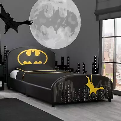 Batman Toddler Faux Leather Upholstered Headboard Footboard Twin Bed Frame • $230.97