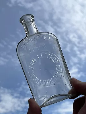Antique John Leffert Westminster Md Whiskey Flask Circa 1880s • $25.50