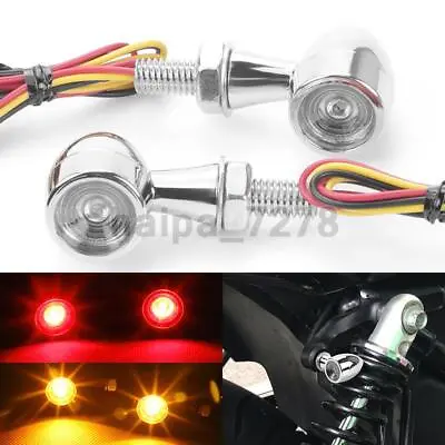 2PCS Motorcycle LED Bullet Amber Brake DRL Blinker Turn Signal Light Mini Chrome • $14.78