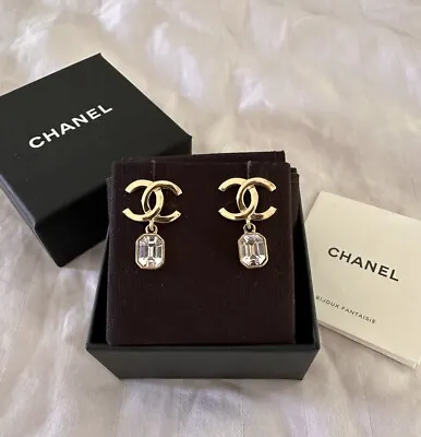 AUTHENTIC CHANEL CC Logo Earrings Box + Receipt • $890