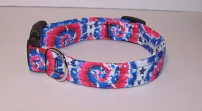 Wet Nose Designs Red White & Blue Tie Dye Dog Collar Retro Patriotic Stars • $7.99