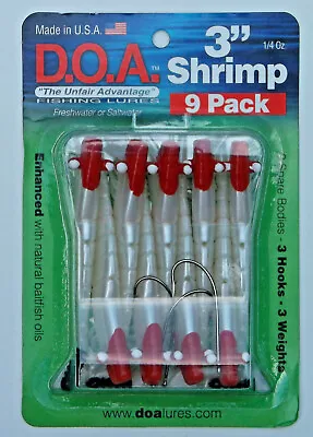 Doa 3  Pearl White Red Head Shrimp + 3 Hooks & 3 Weights • $13