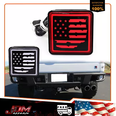 US Flag - For 2  Towing & Hauling LED Brake DRL Backup Trailer Hitch Cover Light • $24.99