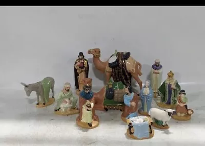 Christmas Nativity Vintage Holland Mold Set 13 Piece Hand Painted Large Pieces • $99