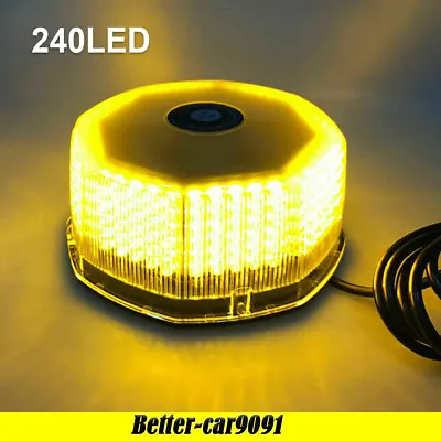 240LED Car Round Strobe Light Rotating Beacon Emergency Warning 12V Amber/Yellow • $38.91
