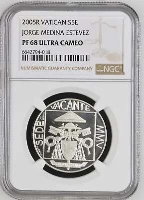 VATICAN Coin 5 Euro 2005 Sede Vacante NGC PF 68 Ultra Cameo • $302.50