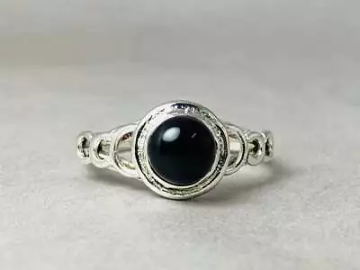 925 Sterling Silver Natural Black Onyx Promise Ring: December Birthstone • $22.99