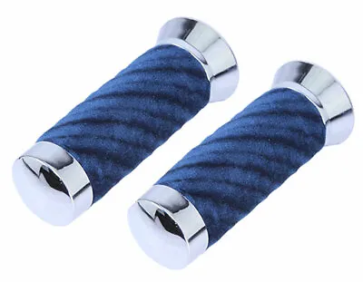 Genuine Vintage Lowrider 150mm Long Bicycle Custom Swirl Velour Grips In Blue. • $22.99