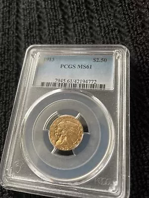 1913 2.50 Indian Head Gold Quarter Eagle Ms61 Pcgs • $410