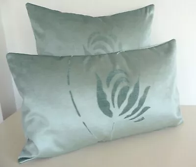 Shiny Duck Egg Flower Damask Pattern Velvet Cushion Cover • £10.99