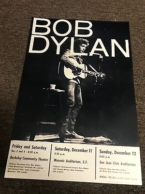 Bob Dylan 1965 San Fransisco San Jose Oakland Cardstock Concert Poster • $8.99