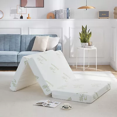 SINWEEK 4 Inch Memory Foam Tri Folding Mattress Pad  With Bamboo Cover • $129