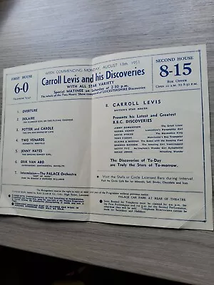 Variety Theatre Programme 1951leicester Palacecarroll Levis • £8