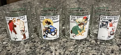 Norman Rockwell Glasses Collection Lot Of 4  Includes Young Love! Tumbler • $19.99