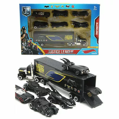 7pcs Justice League Batmobile Dark Knight Trailer Truck Car Vehicle Diecast Toy • $24.95