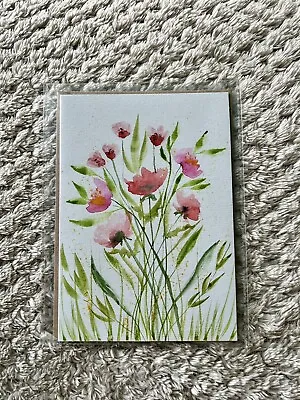 £0.99 • Buy Hand Painted Watercolour Ditsy Floral Pink Bouquet Greeting Card