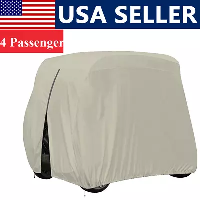 Waterproof Golf Cart Cover Zipper 4 Passenger EZ GO Club Car Yamaha Elastic Hem • $27.50