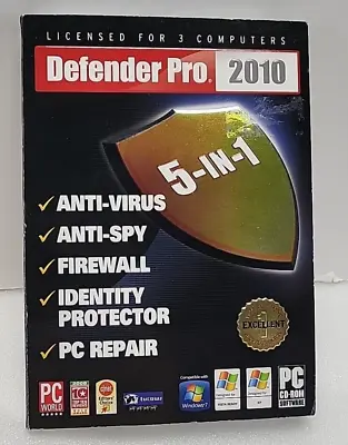Defender Pro 2010 5 In 1 PC CD-ROM Software NEW Old Stock Factory Sealed • $3.99