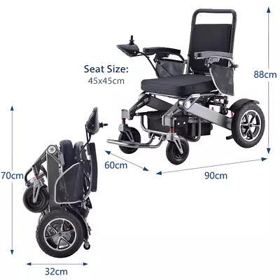 Foldable Electric Wheelchair Folding Long Range Lithium Power Motorised • $950