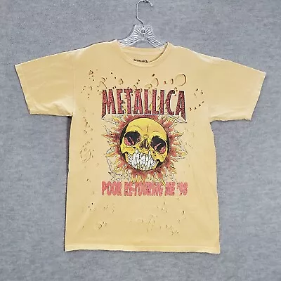 Metallica Men Shirt Small Yellow Poor Re-Touring Me '98 Distressed Crew Neck Tee • $9.96