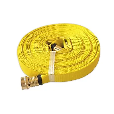 Lay Flat 3/4  X 50' Forestry Garden Hose GHT Couplings YELLOW RVs Boats Cabins • $88.80