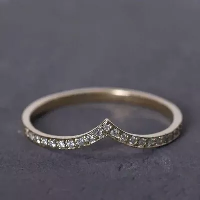 2Ct Round Simulated Diamond V Shape Wedding Band Ring 14K White Gold Plated • $122