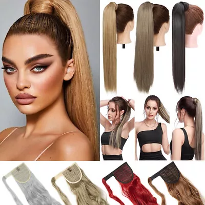 Women Thick Clip In Pony Tail Wrap Around Ponytail Wig Long Curly Hair Piece UK • £12.30