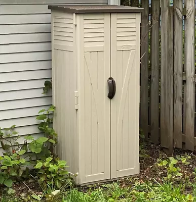 Outdoor Storage Utility Shed Tall Patio Garden Vertical Resin Tool Cabinet Box • $369.89