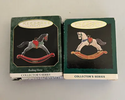 Hallmark Miniature Rocking Horse Series Christmas Ornaments Lot Of 2 • $9.99