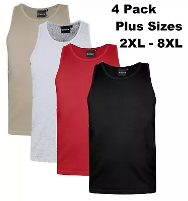 Mens Vest Gym Top Muscle Vest King Size Big Tall Tank Top  Sizes M - 8XL 4 PACK • £22.99